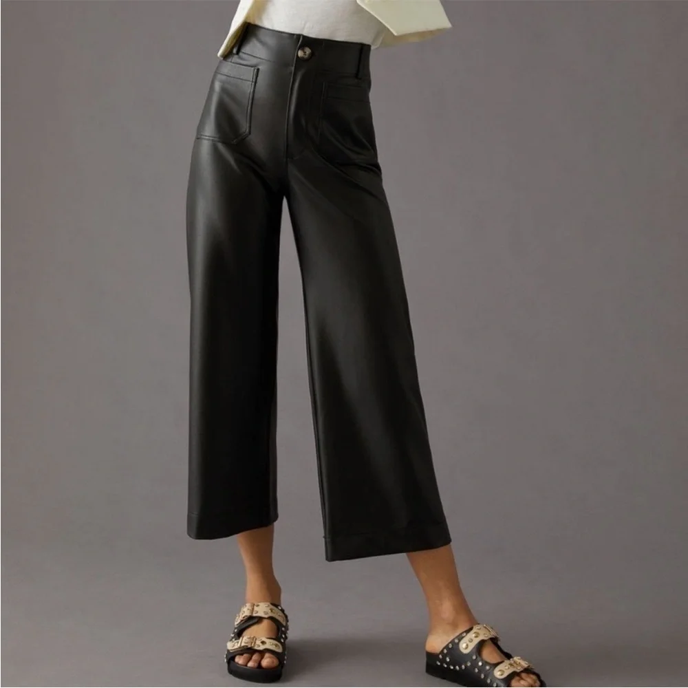 Maeve Anthropologie The Colette Faux Leather Cropped Pants - Picture 3 of 5